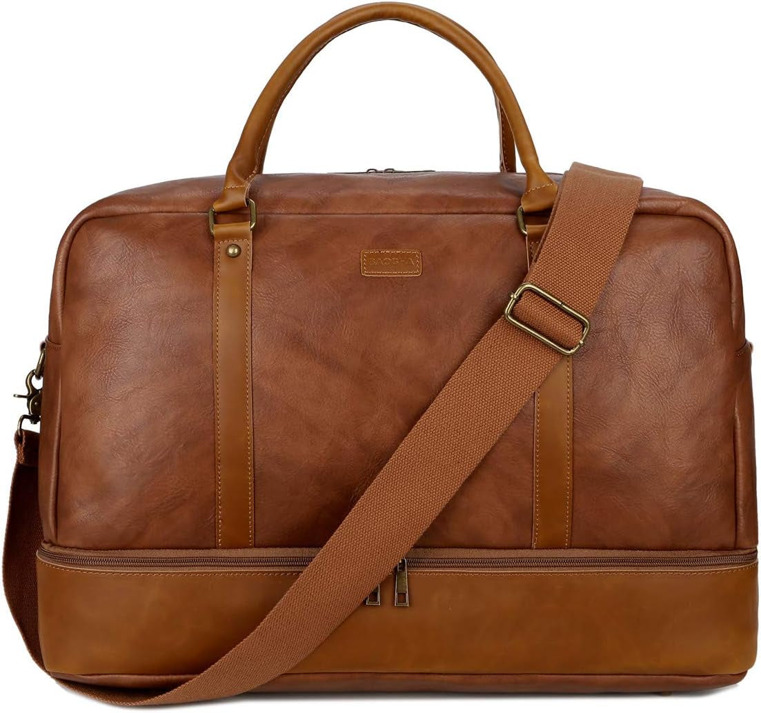 Vegan PU Leather Travel Duffel Bag Men