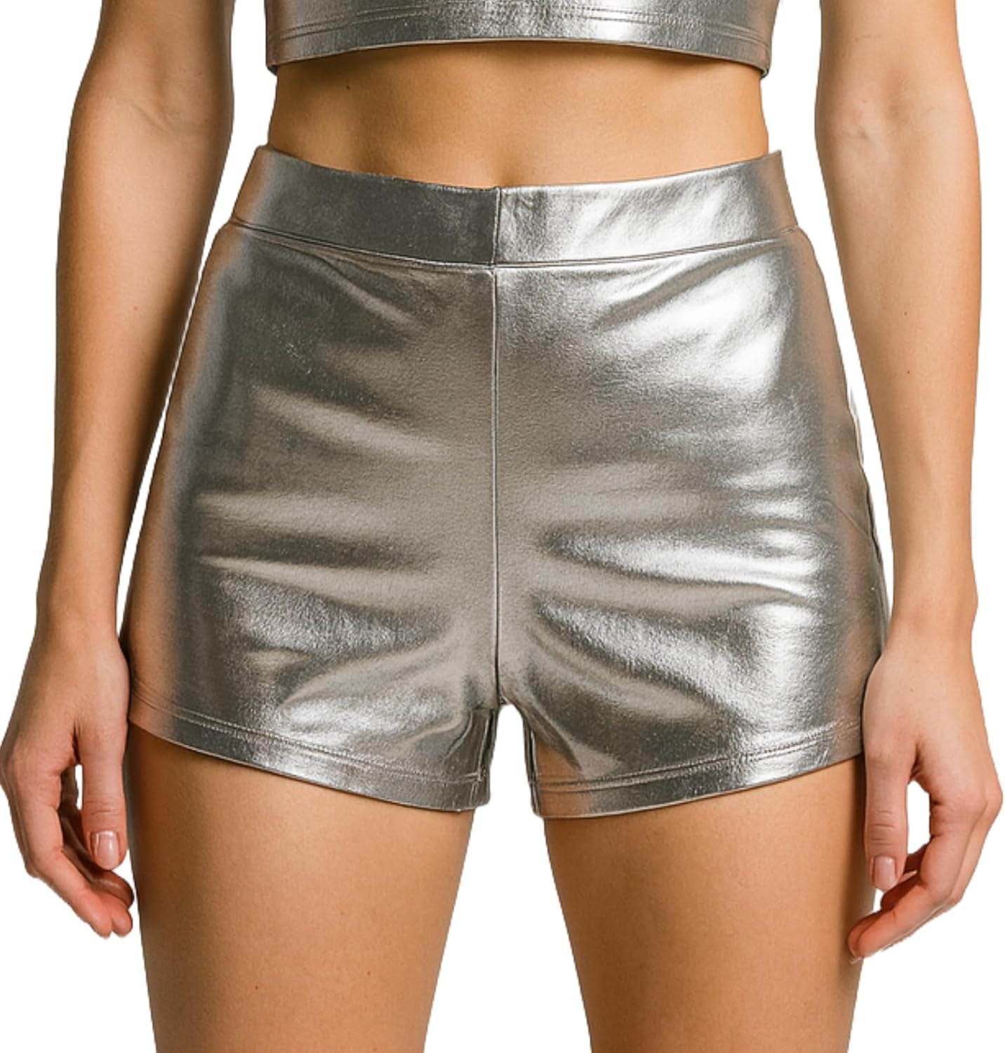 Vegan PU Leather High Waist Shorts Women