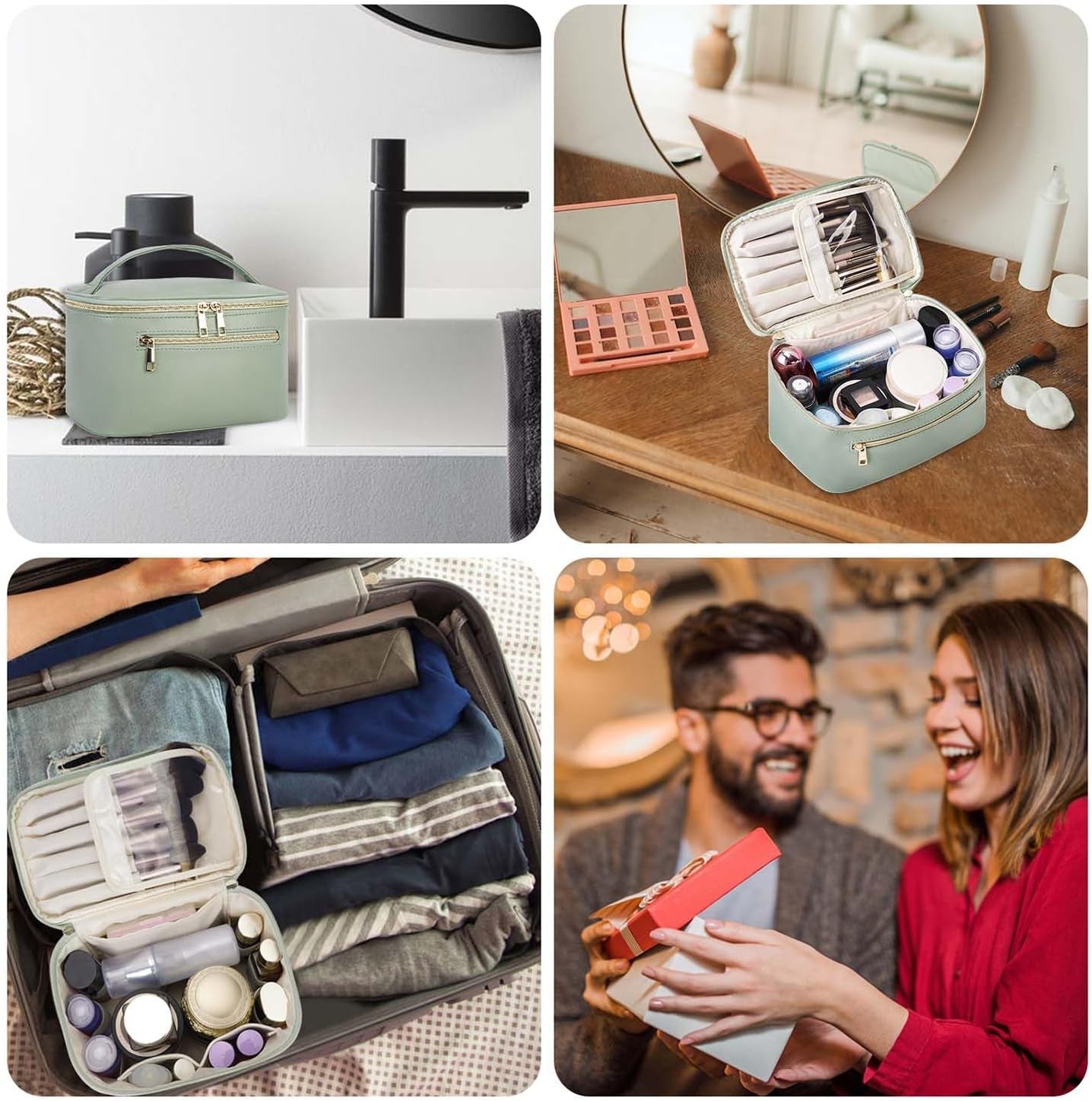 Vegan Leather Travel Makeup Bag Damen