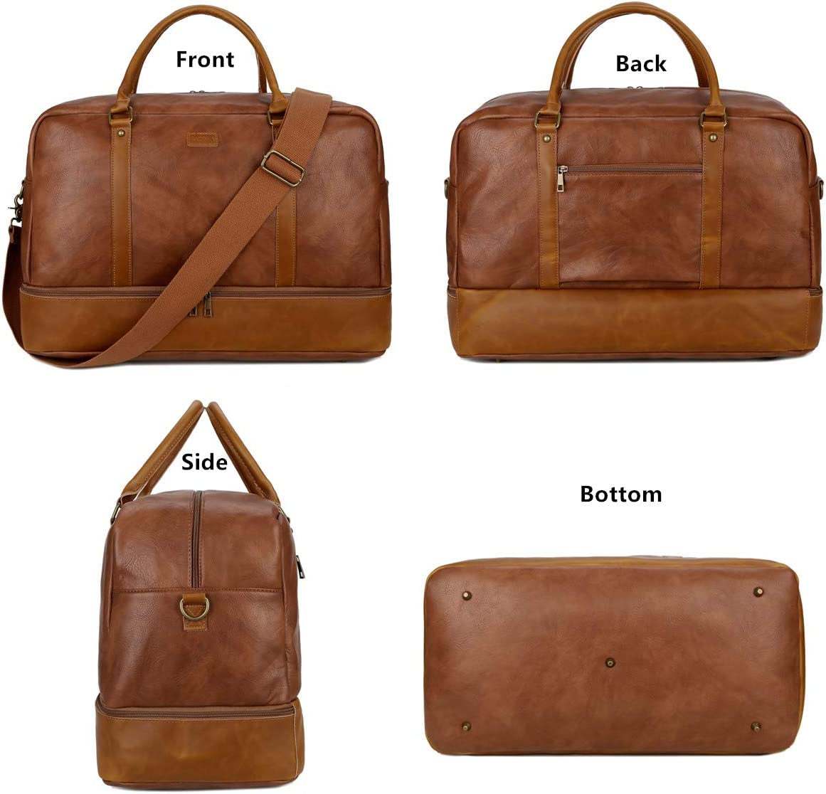 Vegan PU Leather Travel Duffel Bag Men