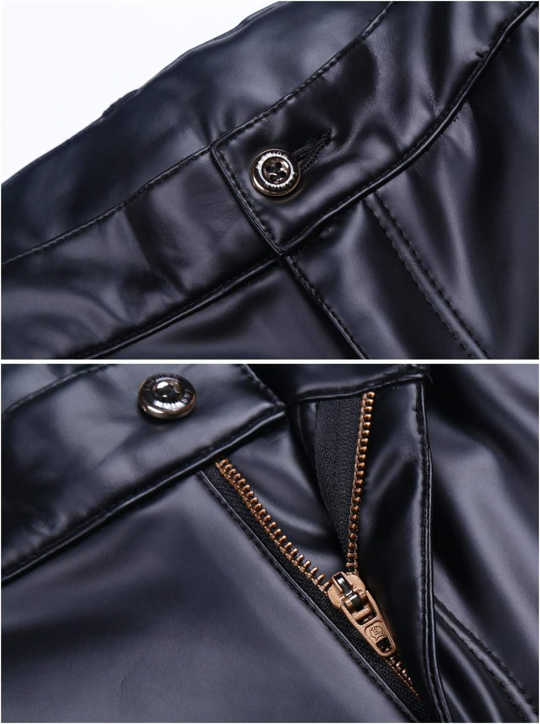 Vegan PU Leather Slim Fit Pants Men