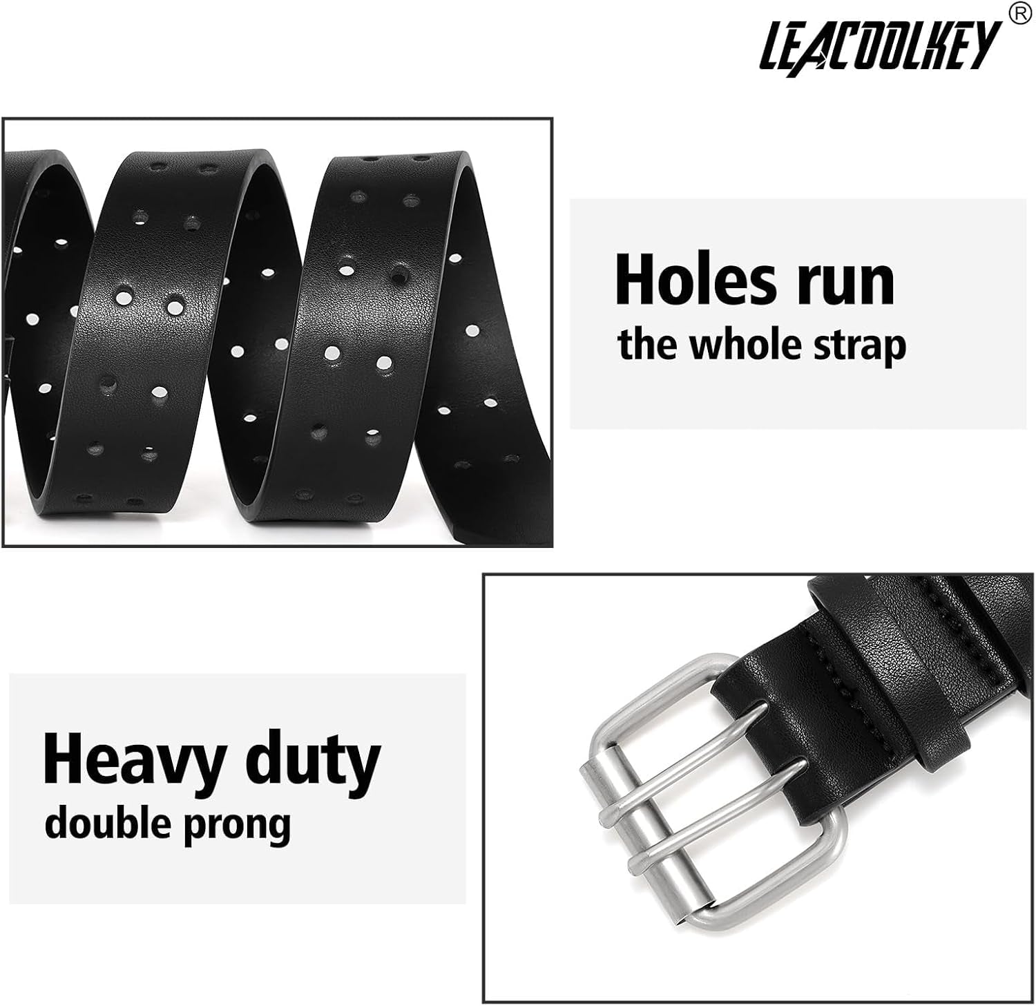 Vegan PU Leather Double Buckle Belt Herren