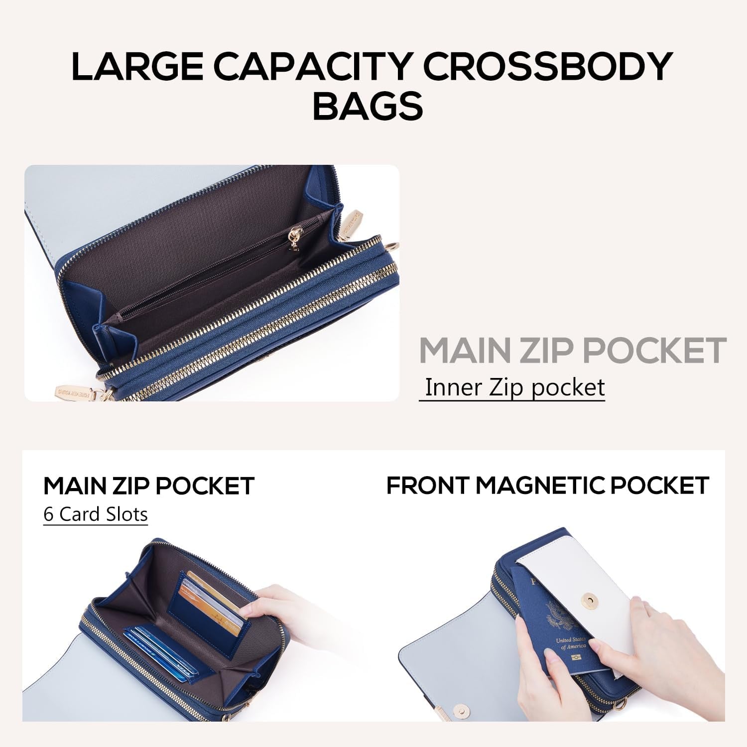 Vegan PU Leather Small Crossbody Bag Damen