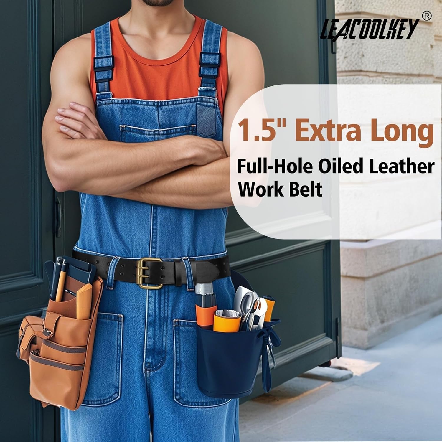 Vegan PU Leather Double Buckle Belt Herren