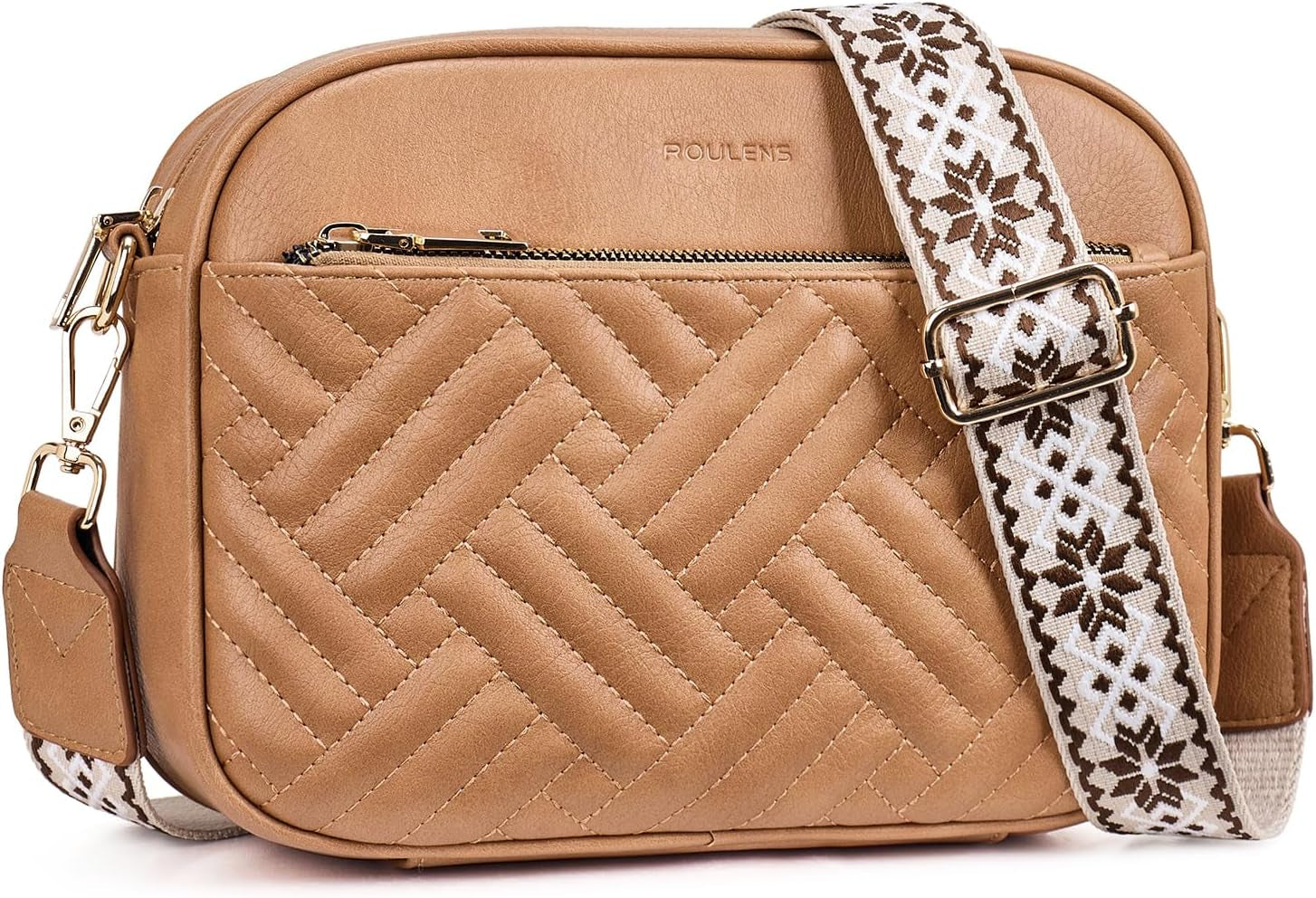 Vegan Leather Quilted Crossbody Bag Damen