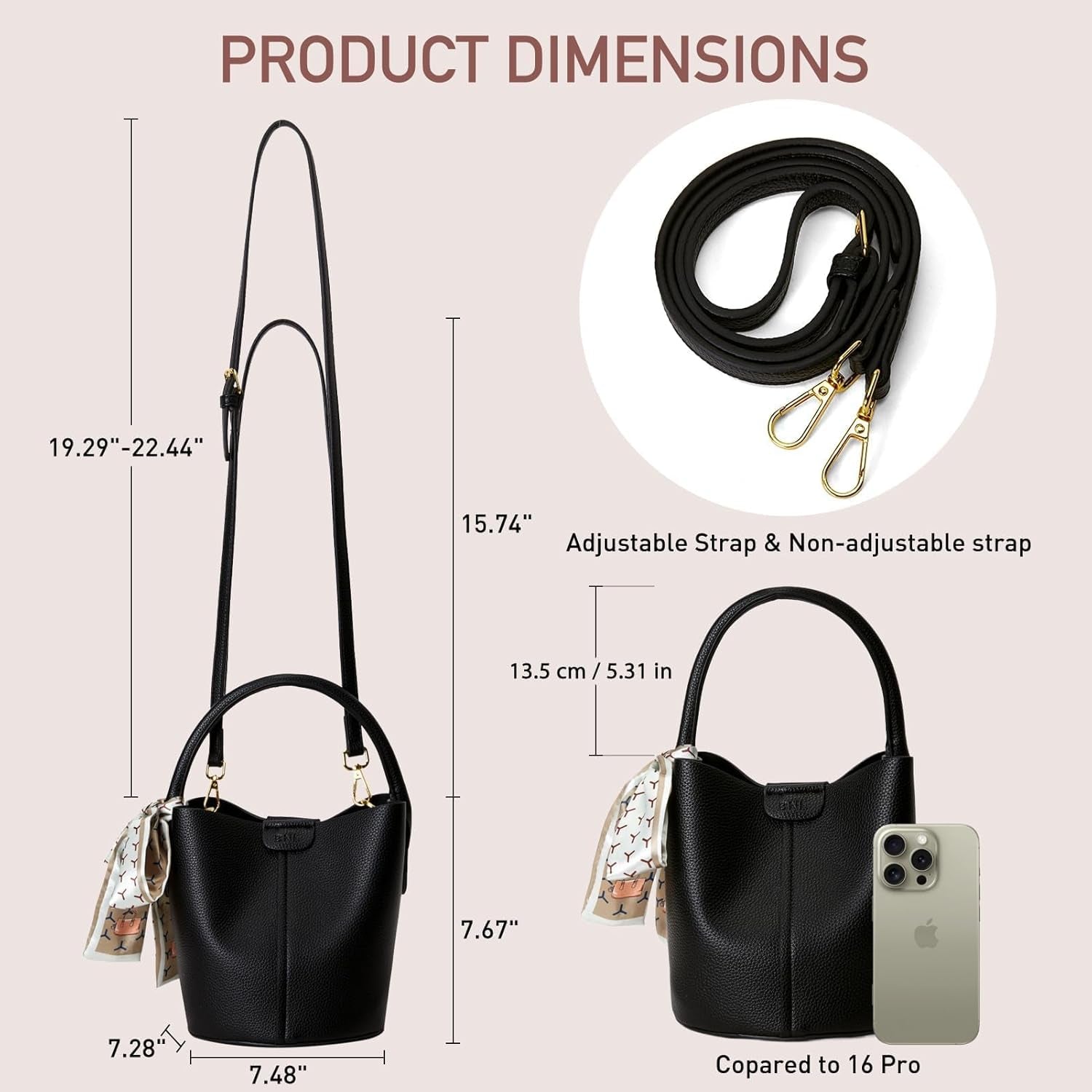 Vegan Leather Small Bucket Bag Women