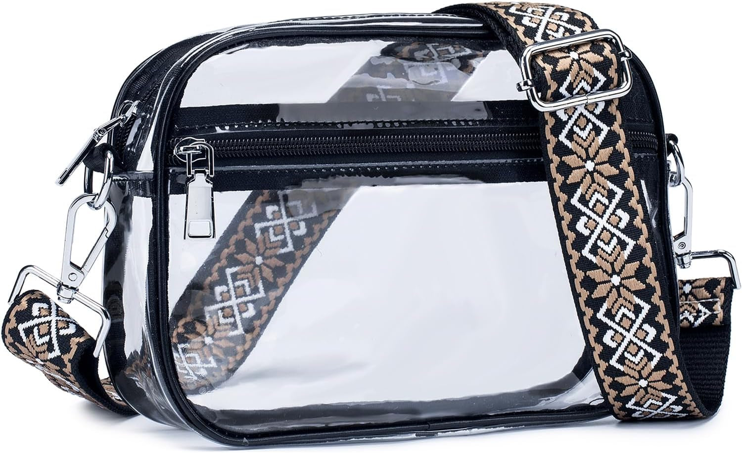 Vegan Leather Crossbody Bag Damen with Zipper Pockets