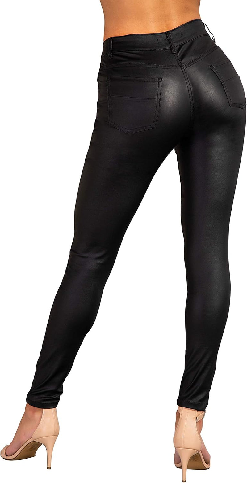 Vegan PU Leather Biker Pants Women