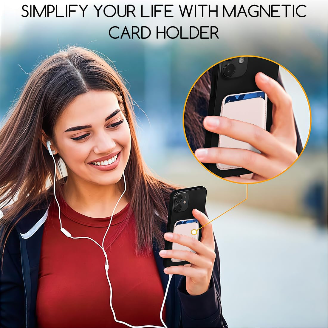 Vegan Leather Magnetic Wallet with RFID – Gray Pink