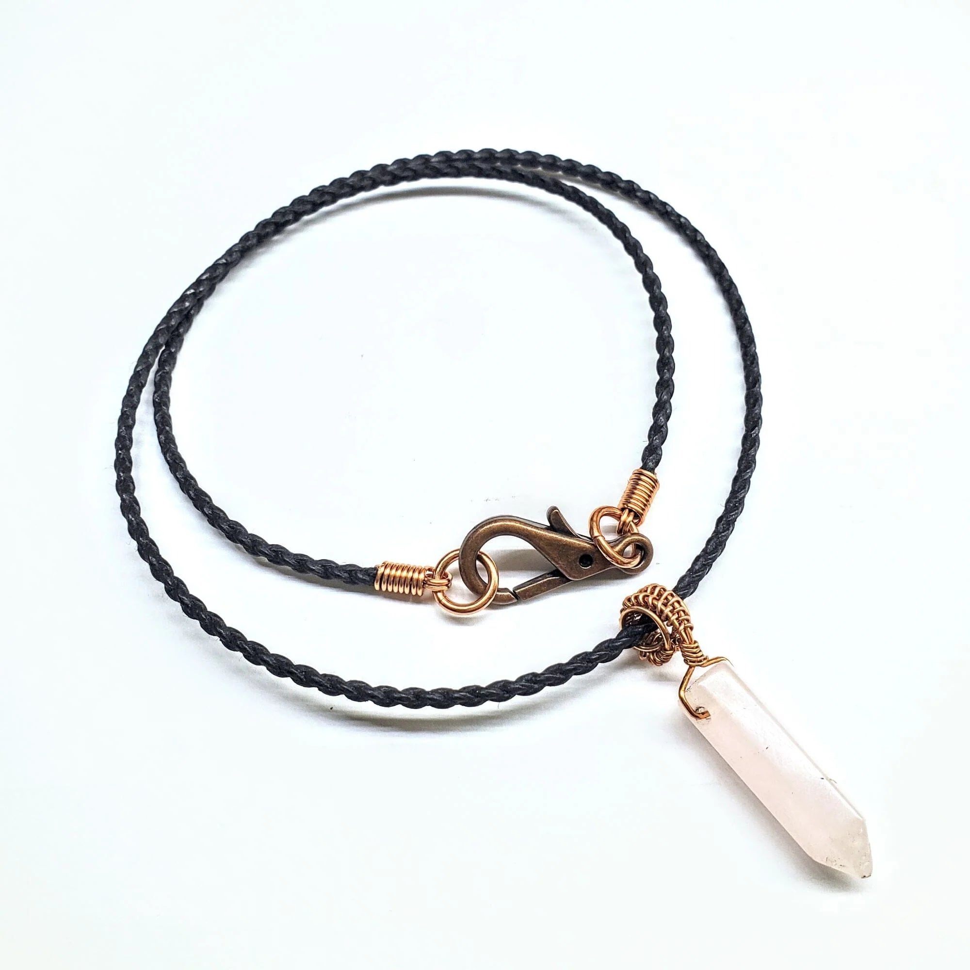 Vegan-Friendly Wire-Wrapped Crystal Pendant Necklace