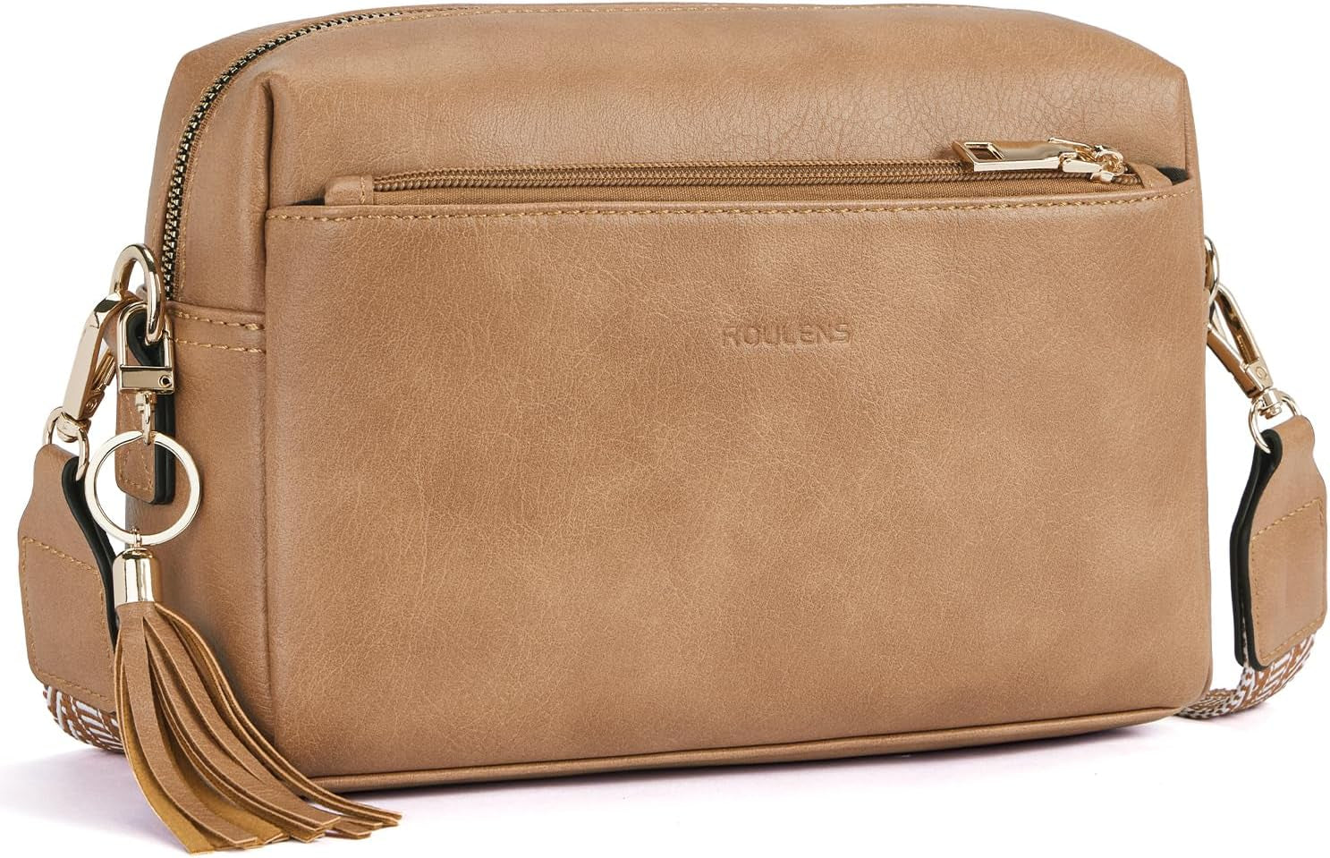 Vegan Leather Crossbody Bag Damen with Zipper Pockets