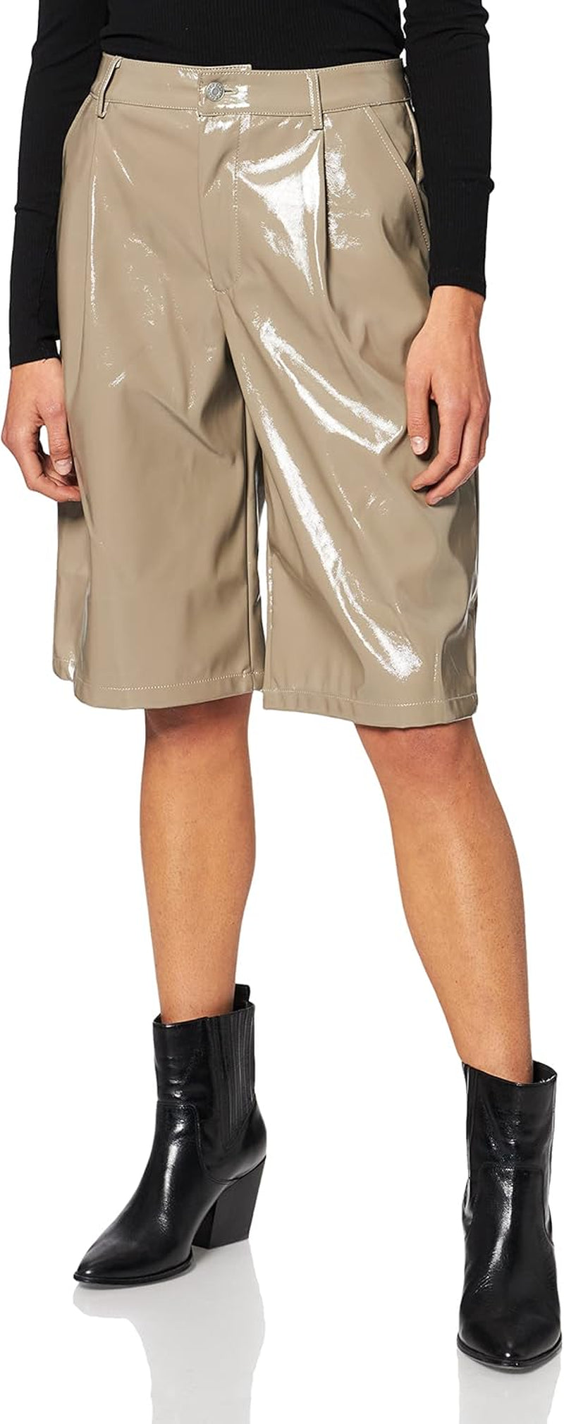 Vegan Faux Leather High Waist Shorts Women