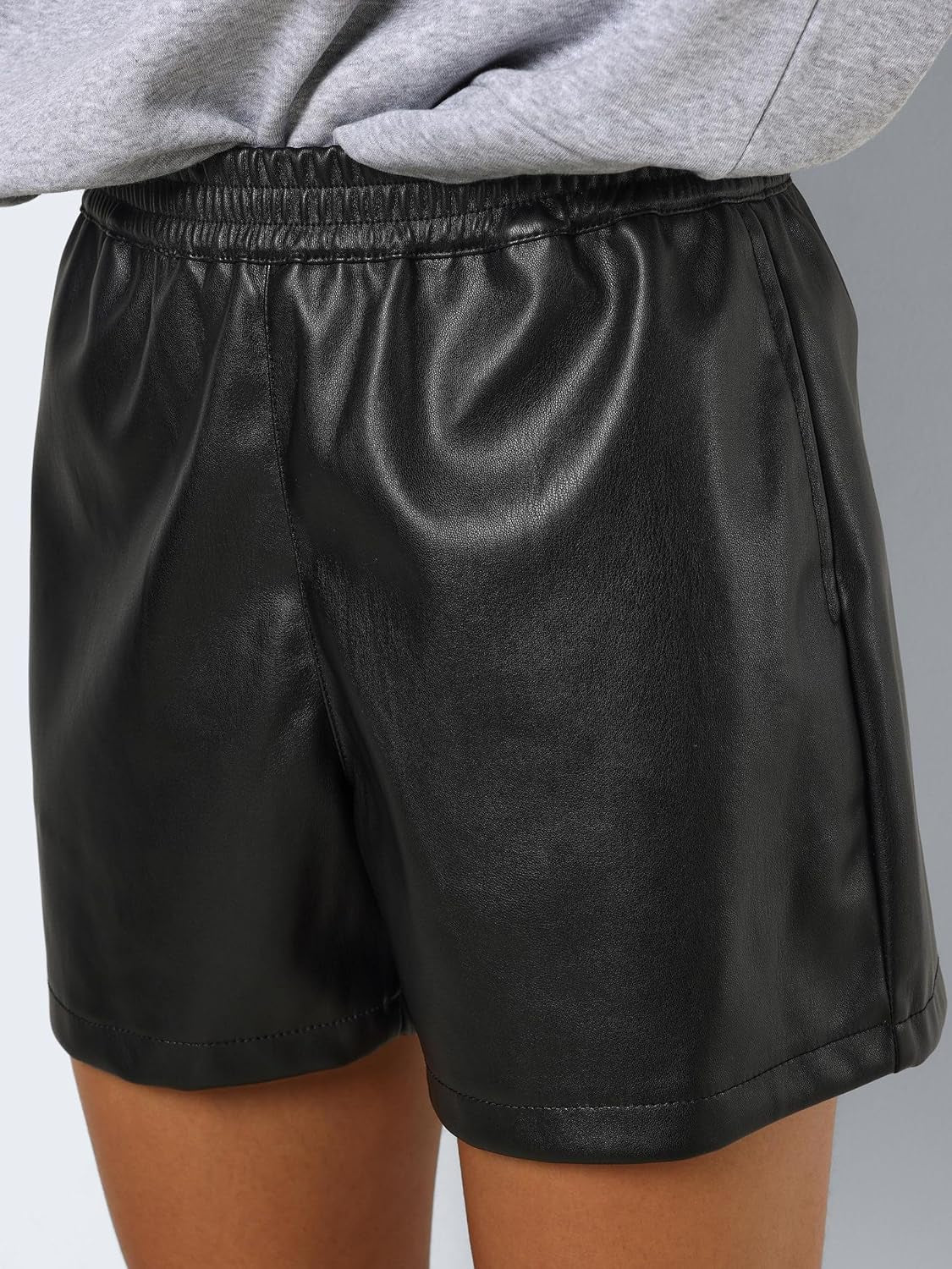 Vegan PU Leather Coated Hot Shorts Women
