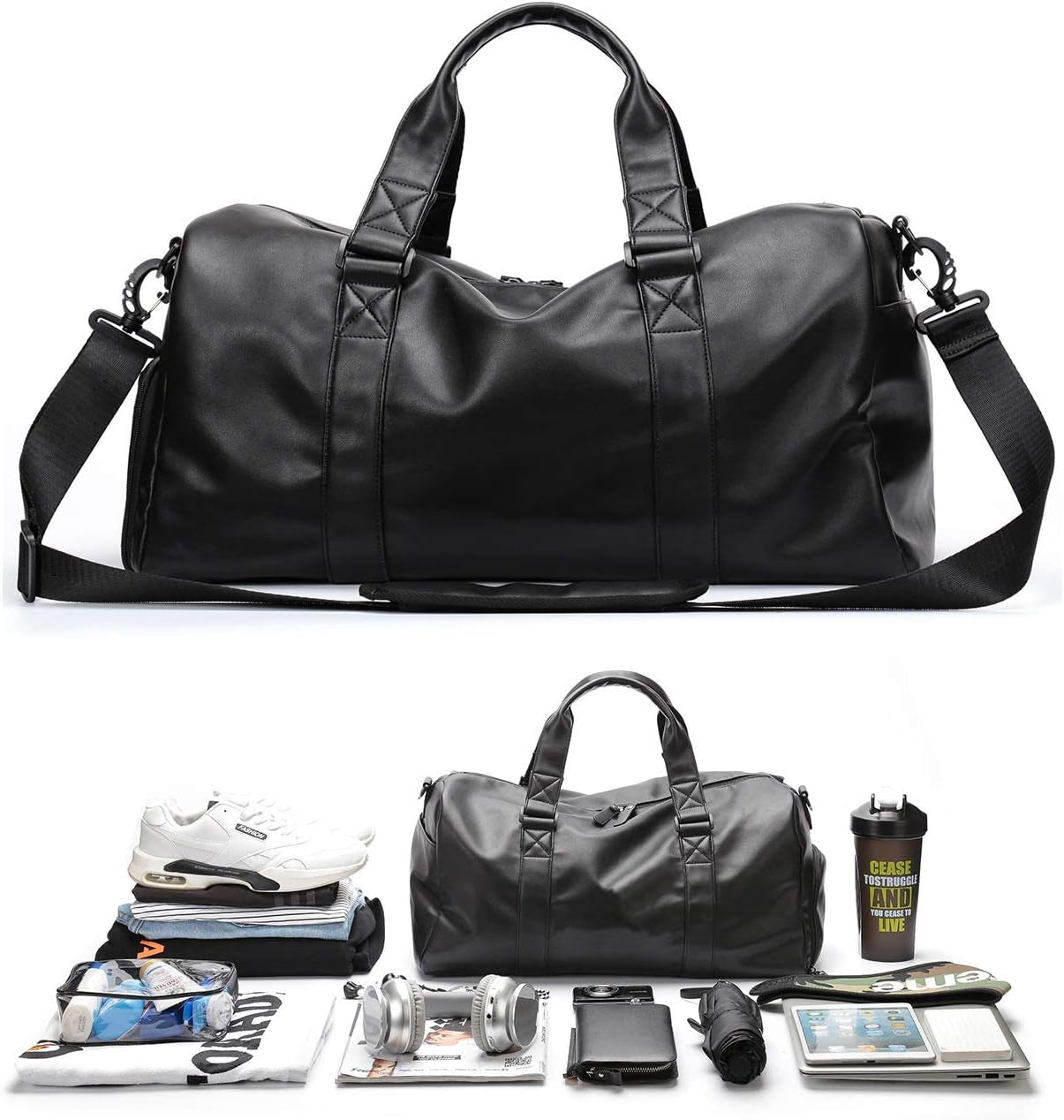 Vegan PU Leather Sports Travel Bag 30L