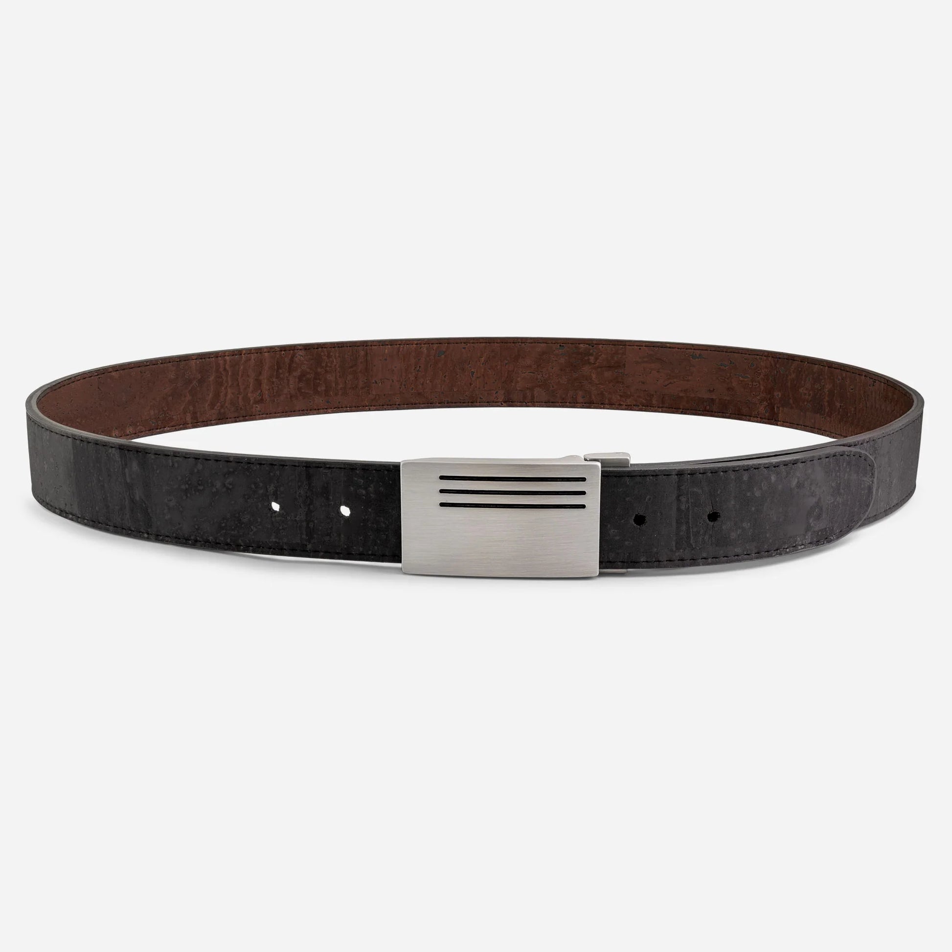 Stylish Reversible Cork Belt with Chic Plaque Buckle - 35mm (1 3/8")