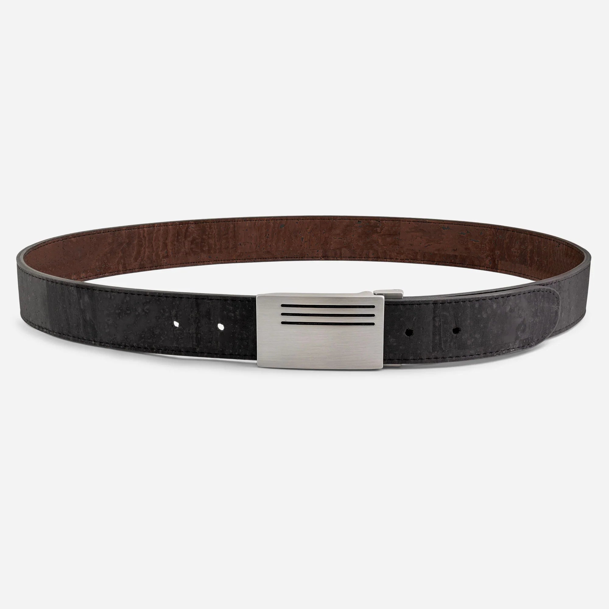Stylish Reversible Cork Belt with Chic Plaque Buckle - 35mm (1 3/8")