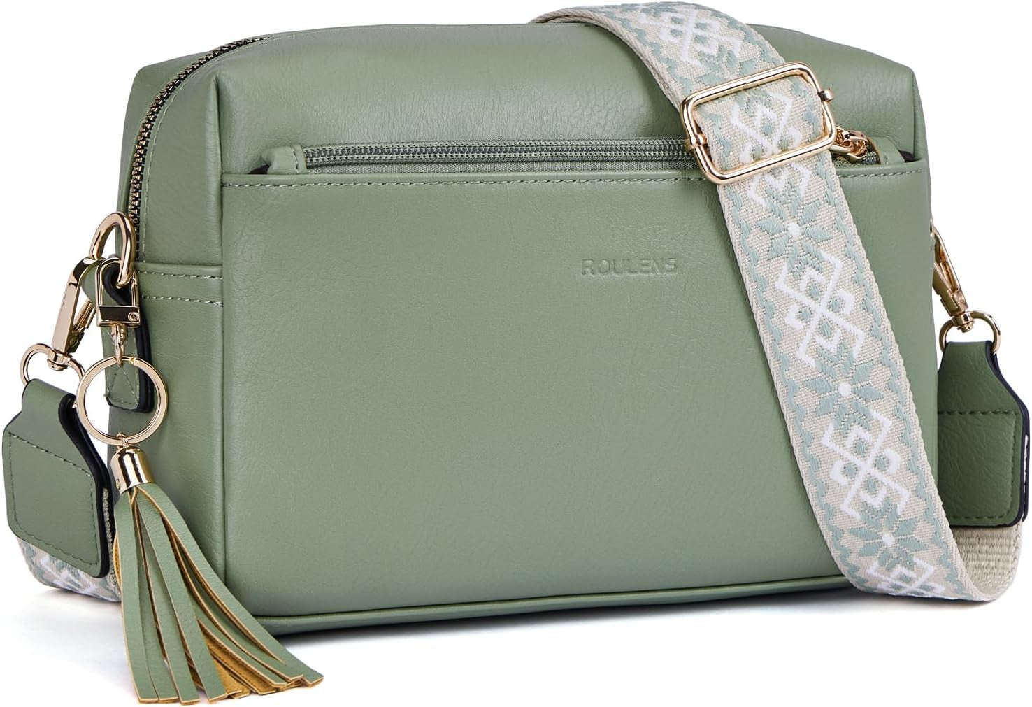 Vegan Leather Crossbody Bag Damen with Zipper Pockets