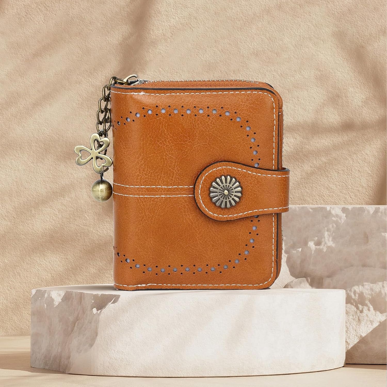 Vegan Leather Folded Wallet Damen Small