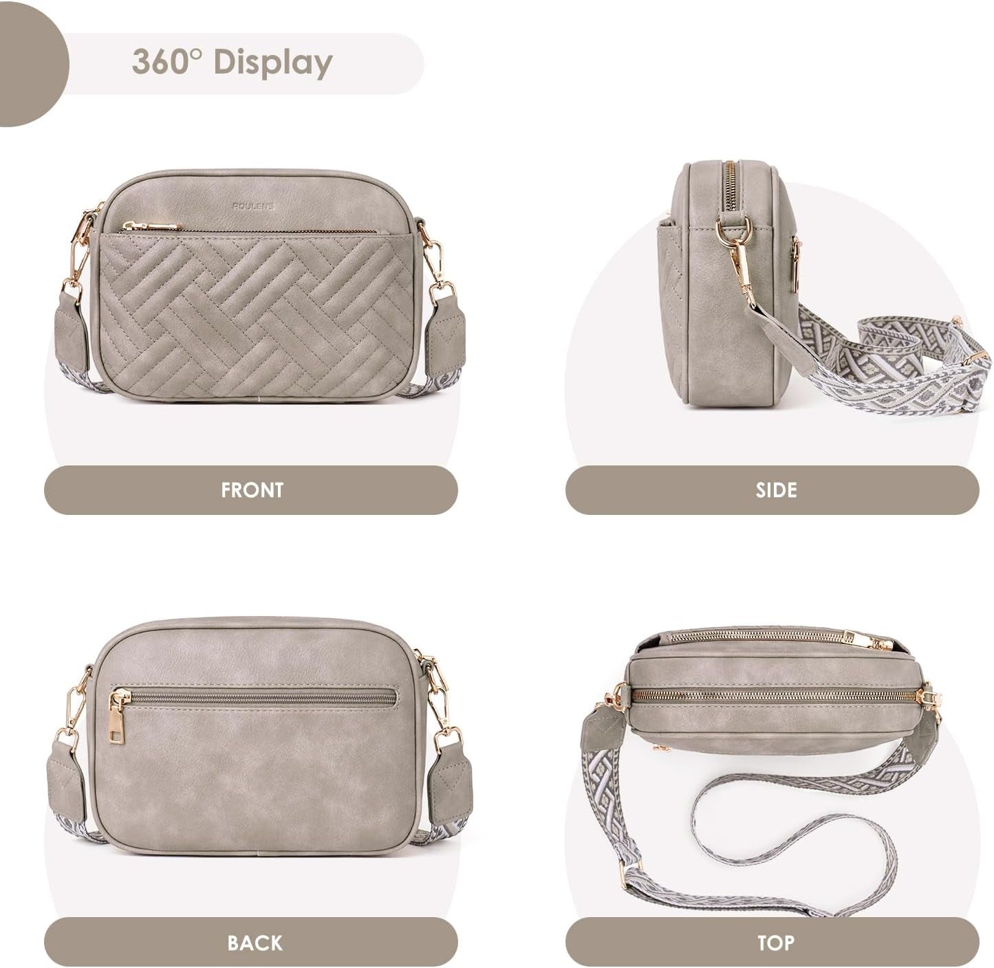 Vegan Leather Quilted Crossbody Bag Damen