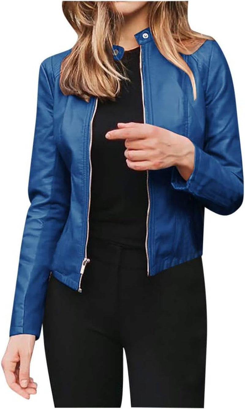 Vegan Faux Leather Biker Jacket Damen