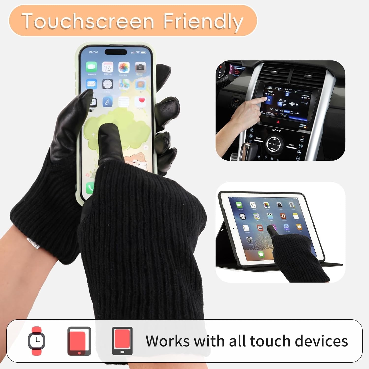 Vegan PU Leather Long Sleeve Women Glove