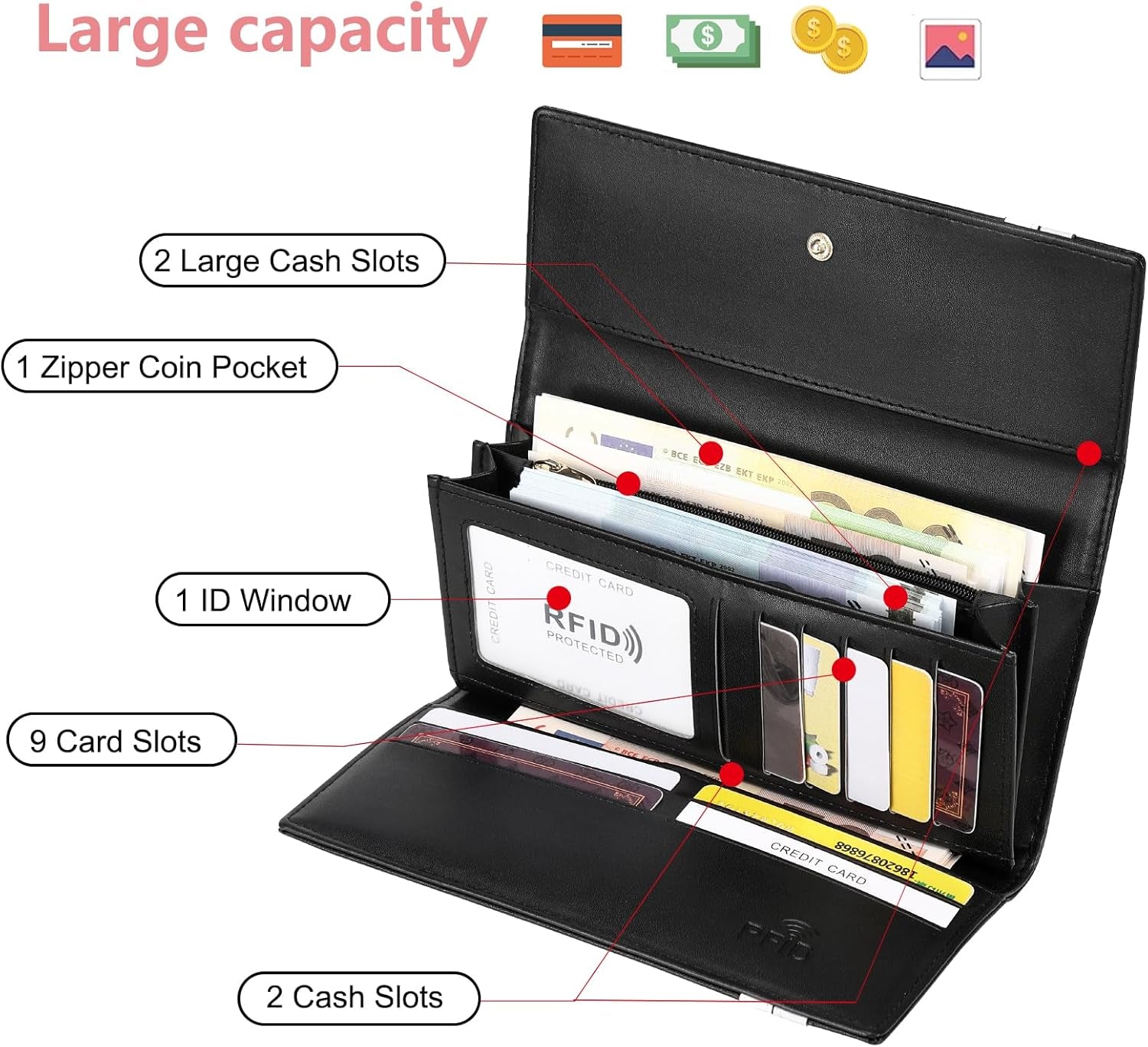 Vegan Leather Slim Wallet Damen with RFID