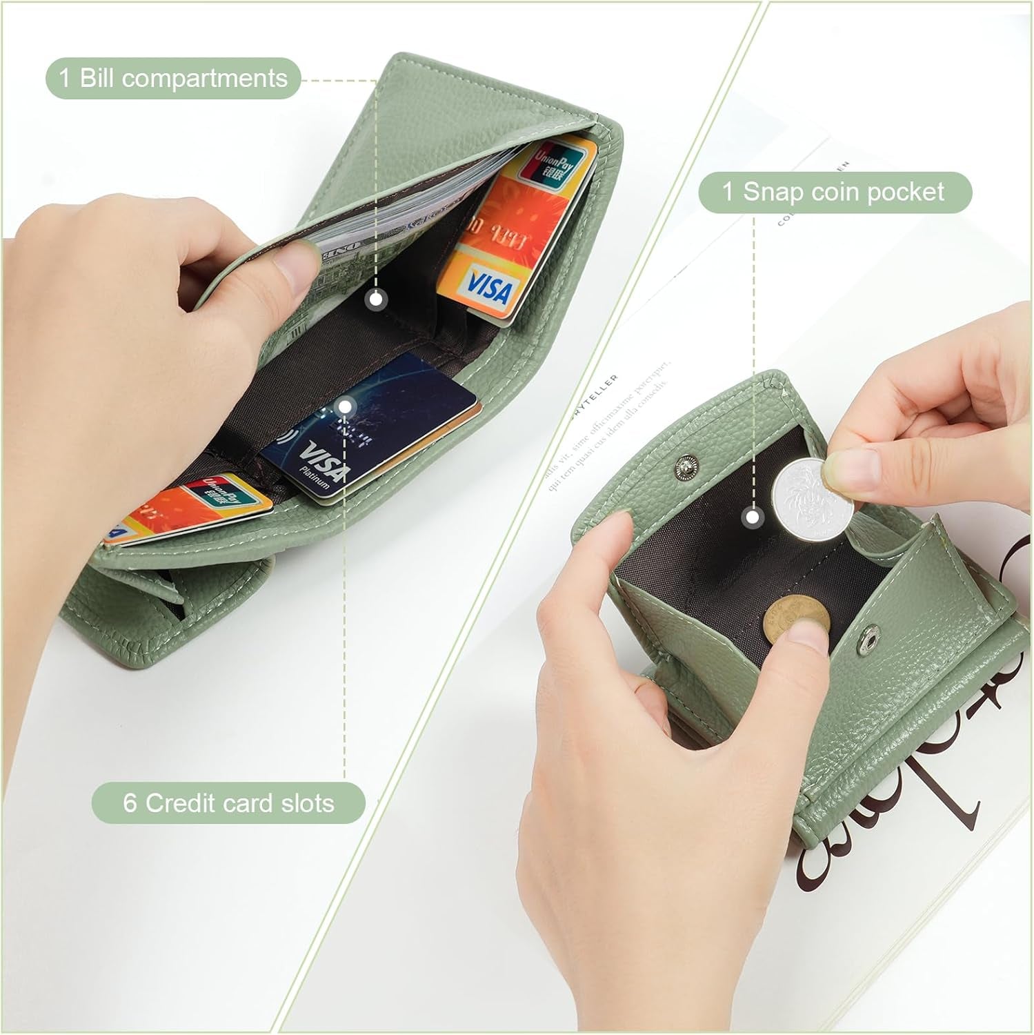 Vegan PU Leather Mini Wallet Damen with RFID