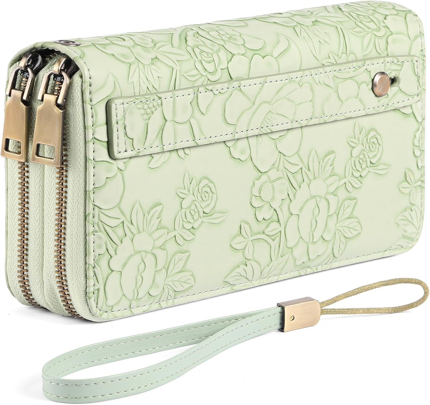 GAEKEAO Geldbörse Damen Groß, Portemonnaie Veganes Leder Doppel Reißverschluss Kreditkartenetui, RFID Schutz Clutch Geldbeutel Groß, Mit Viel Kartenfächern Wallet, Portmonee Für Frauen