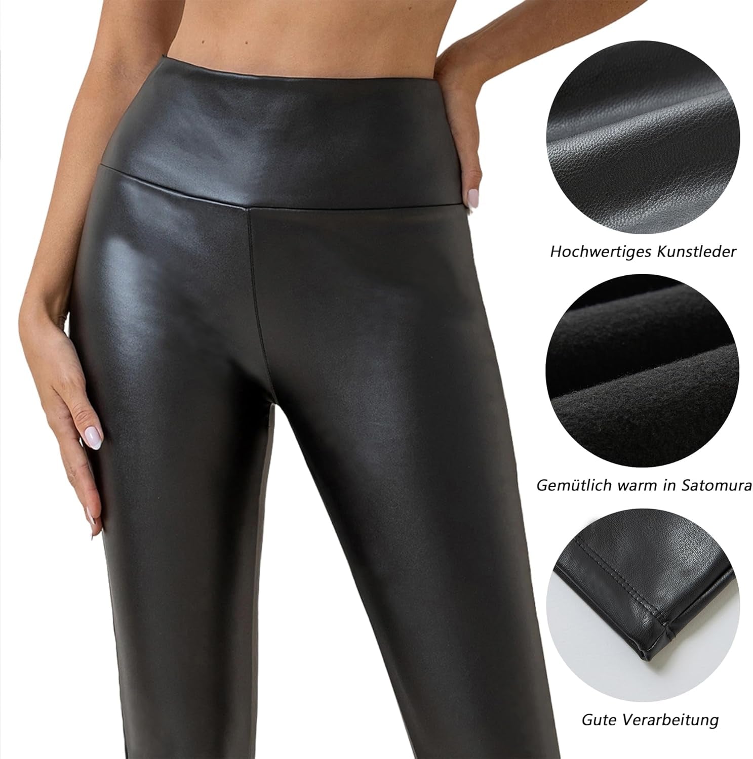 Vegan PU Leather High Waist Leggings Women