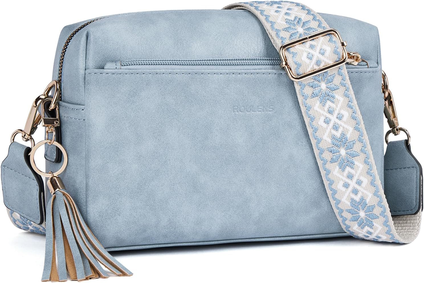 Vegan Leather Crossbody Bag Damen with Zipper Pockets