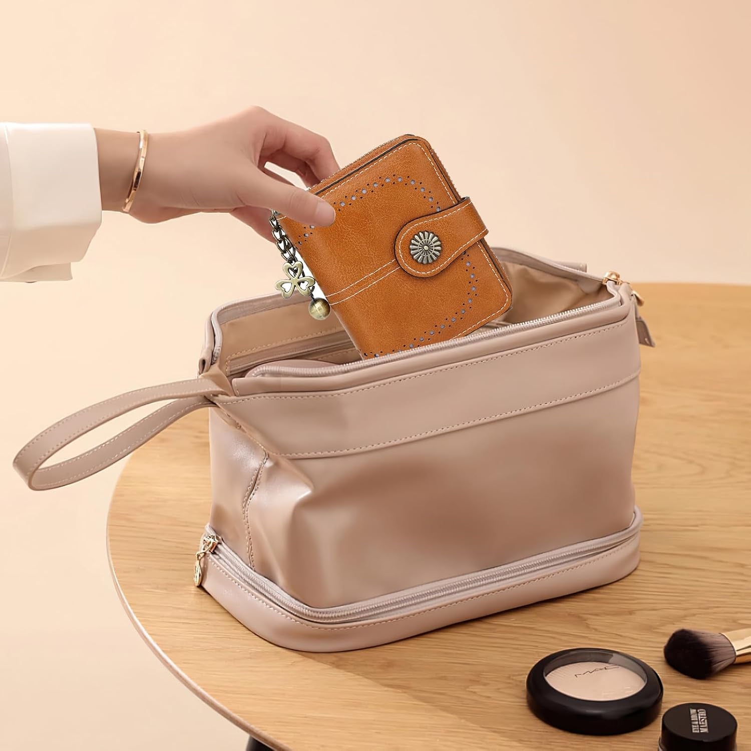 Vegan Leather Folded Wallet Damen Small