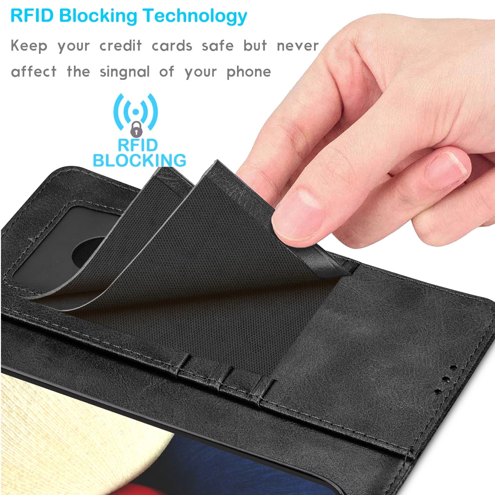 Samsung Galaxy A02S Wallet Case  Vegan Leather [RFID Blocking] [Removable Detachable Magnetic] Card Holder Flip Cover [Black]