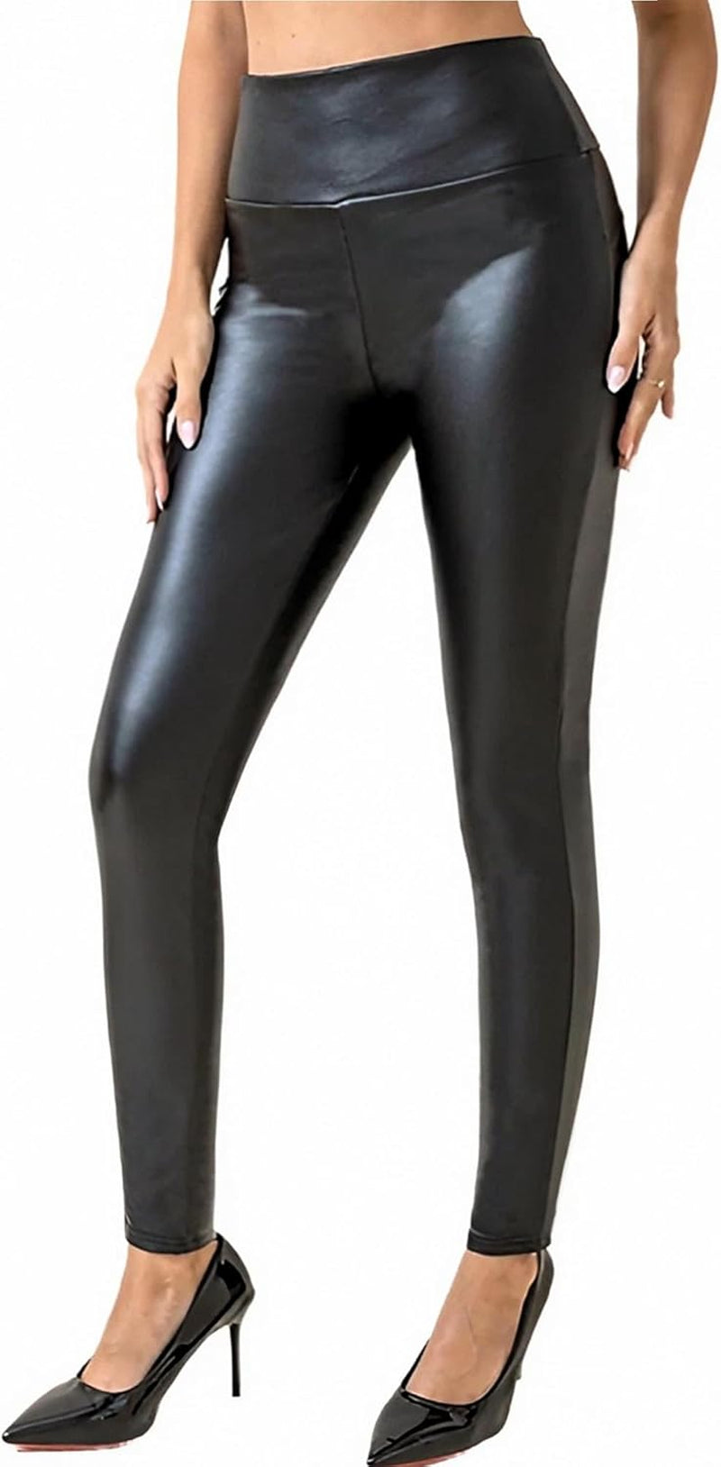 Vegan PU Leather High Waist Leggings Women