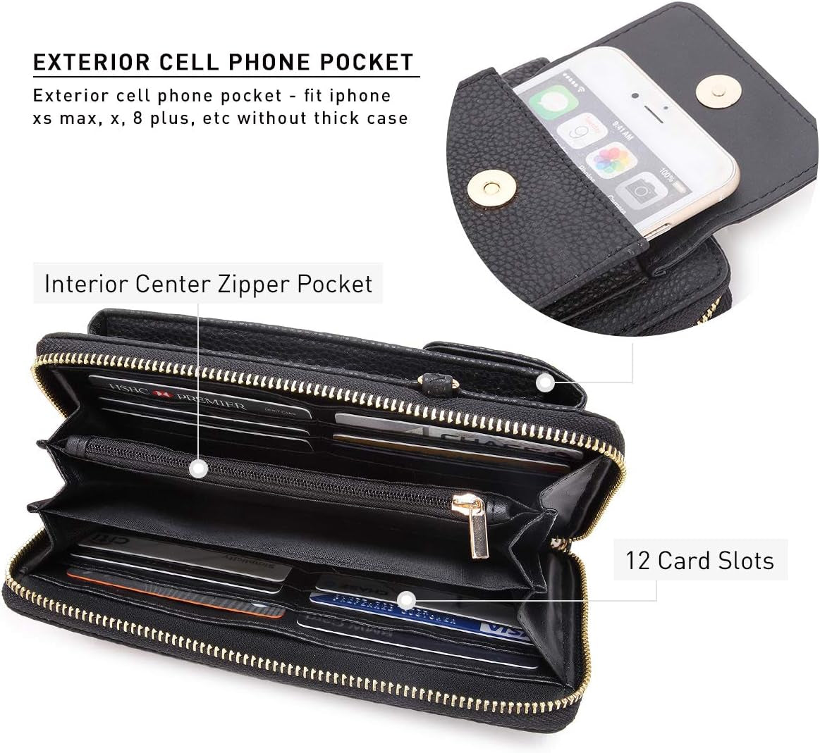 Crossbody Bag Phone Purse Handbag for Women Shoulder Bag Credit Card Wristlet Wallet with Multi Pockets