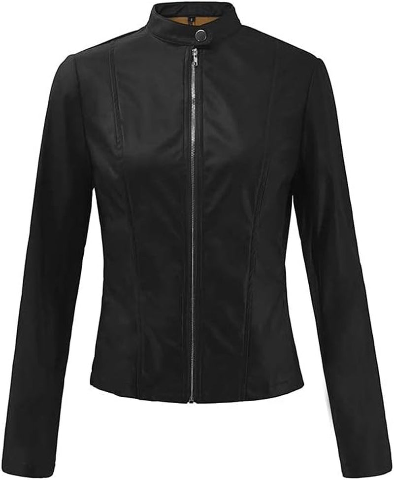 Vegan Faux Leather Biker Jacket Damen