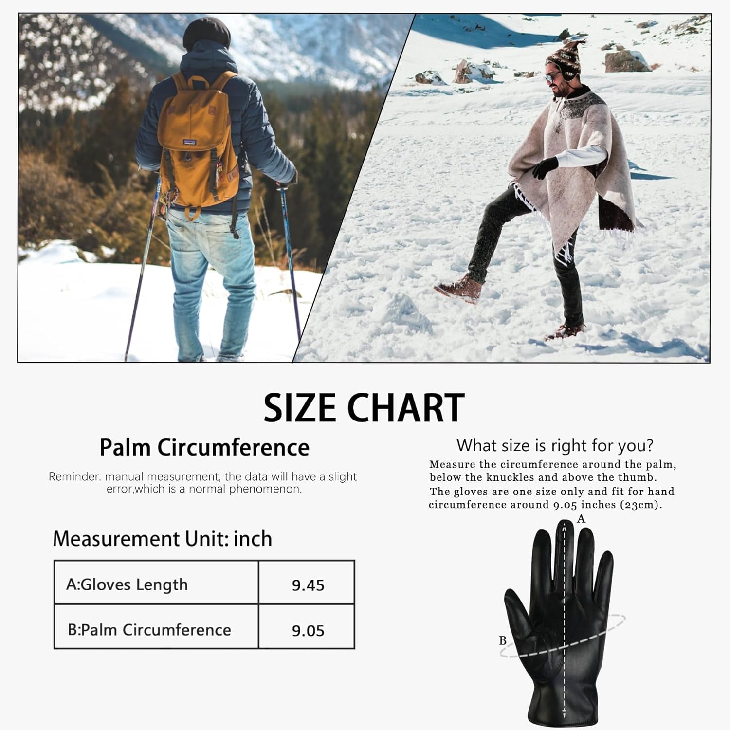 Vegan PU Leather Warm Touchscreen Gloves