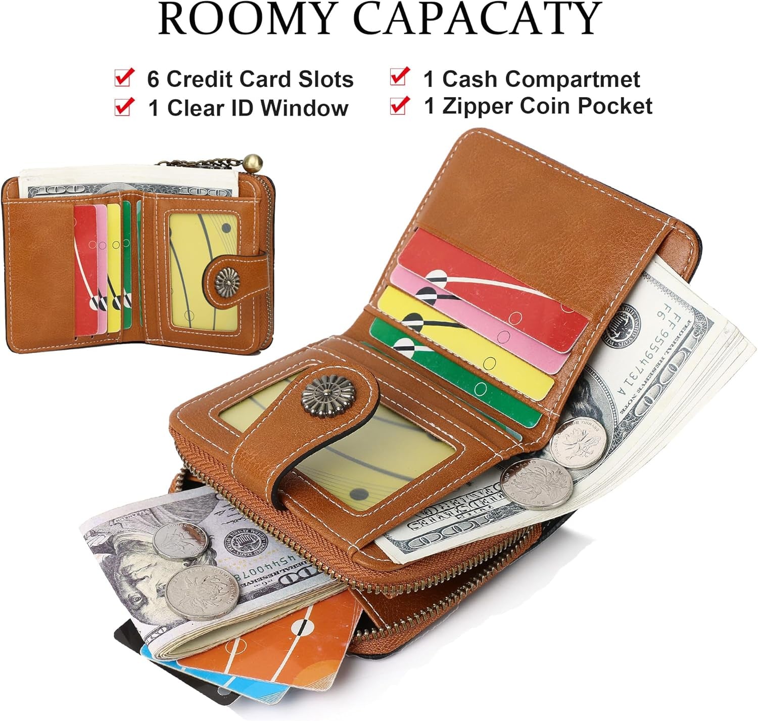 Vegan Leather Folded Wallet Damen Small