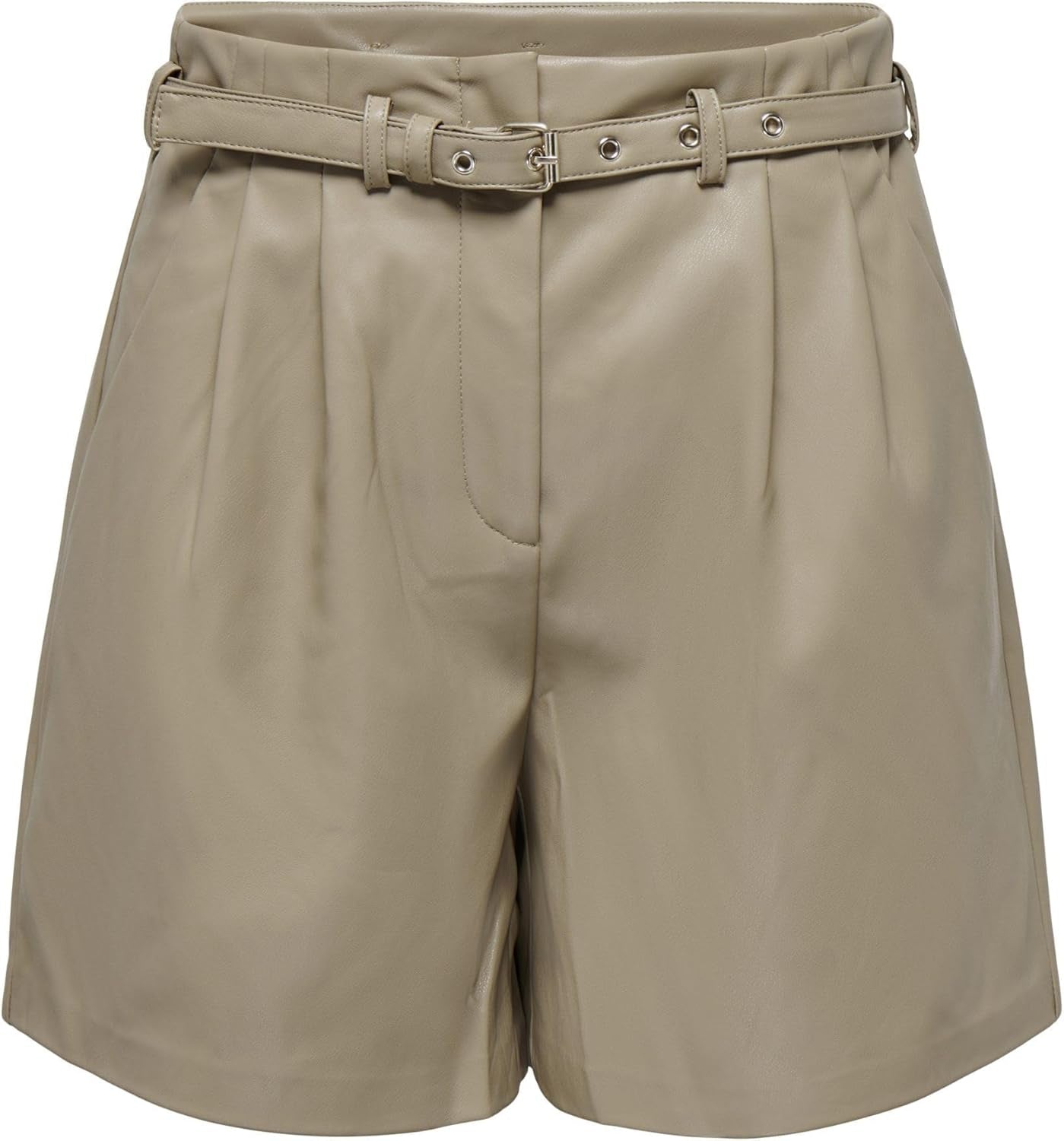 Vegan PU Leather Mid Waist Shorts Women