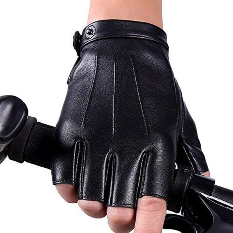 Vegan Leather Half Finger Driving Gloves