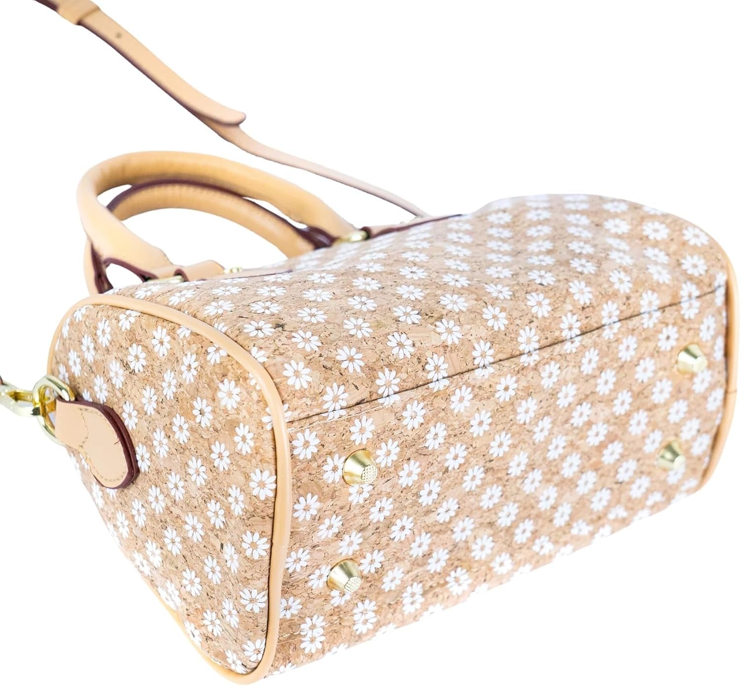 Vegan Cork Leather Barrel Bowler Bag Damen