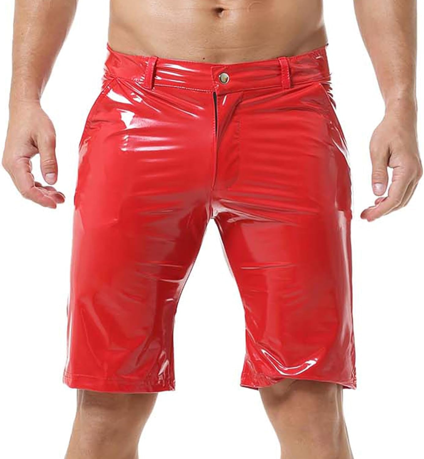Vegan PU Leather Men’s Casual Shorts