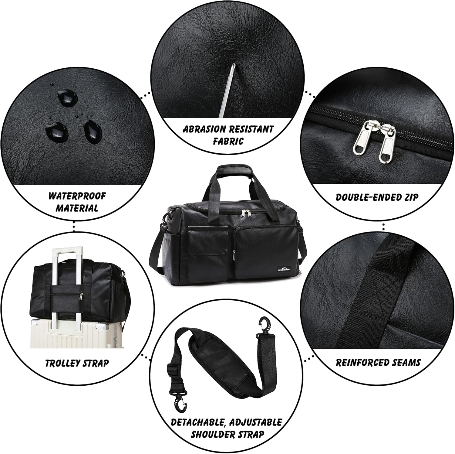 Vegan PU Leather Weekender Bag Men