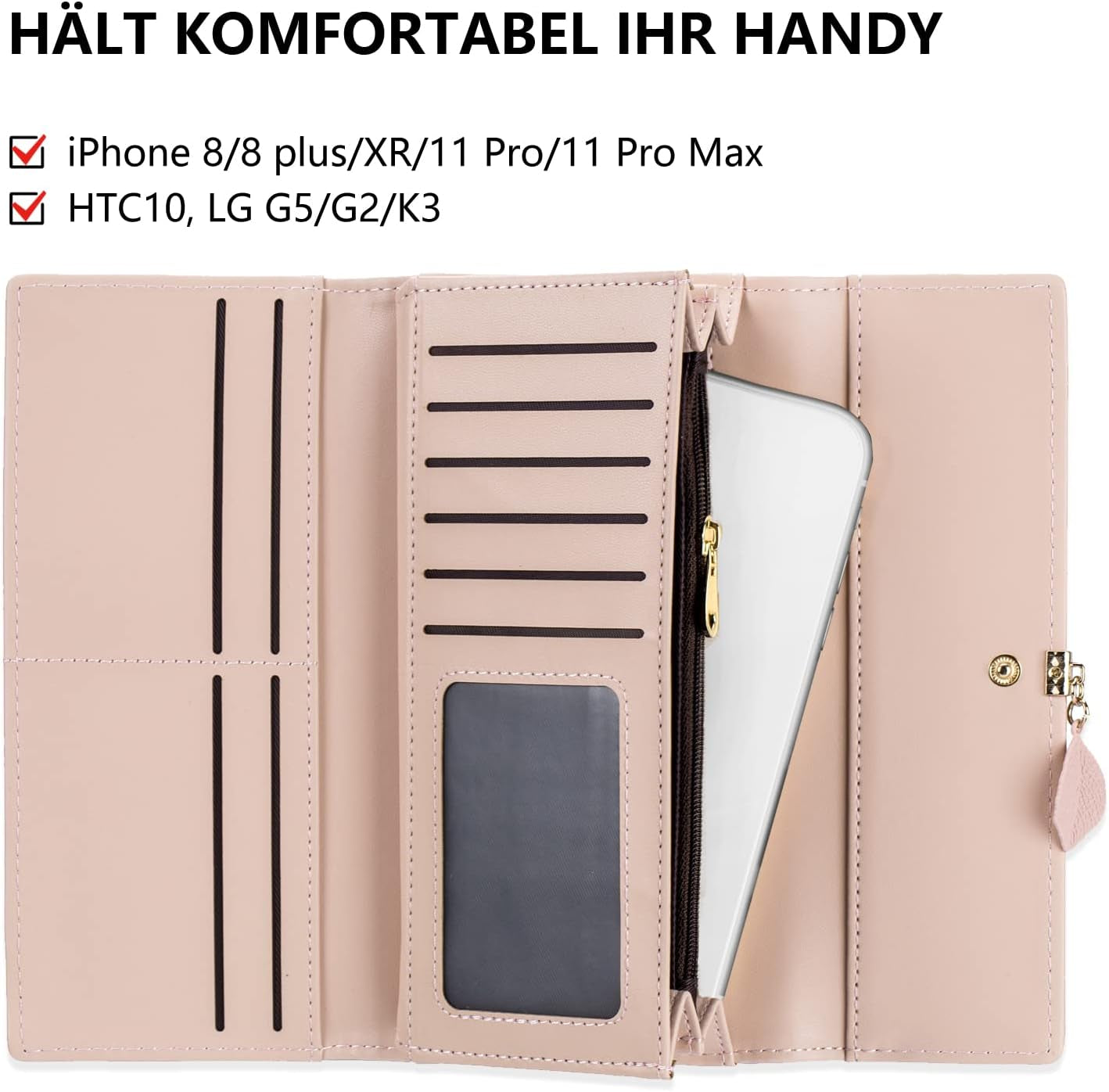 Vegan Leather RFID Wallet Damen Large Capacity