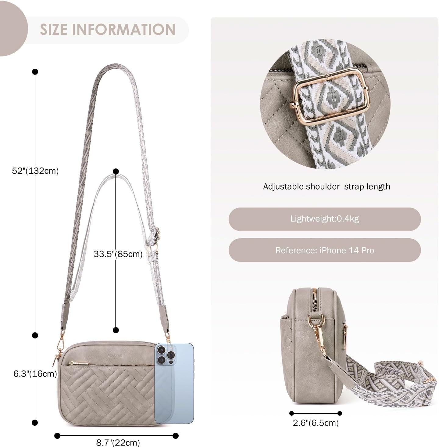 Vegan Leather Quilted Crossbody Bag Damen