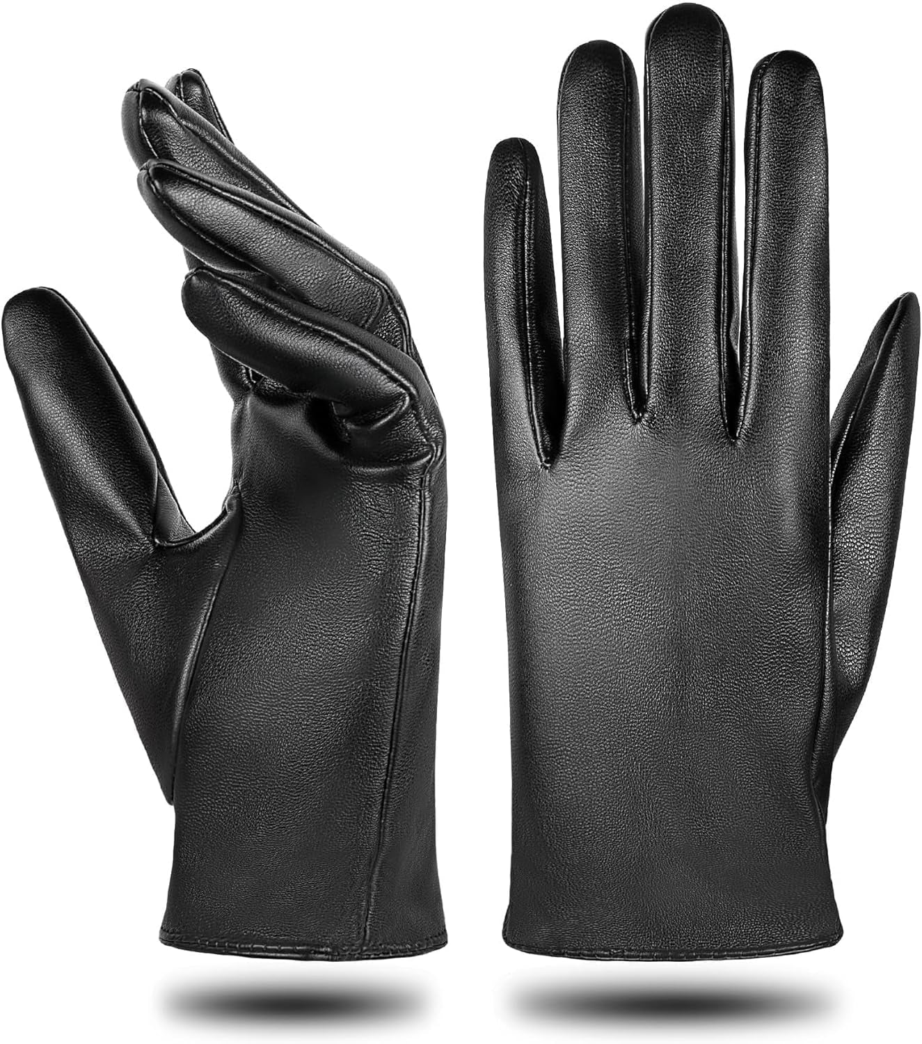Vegan PU Leather Thin Gloves Women Style