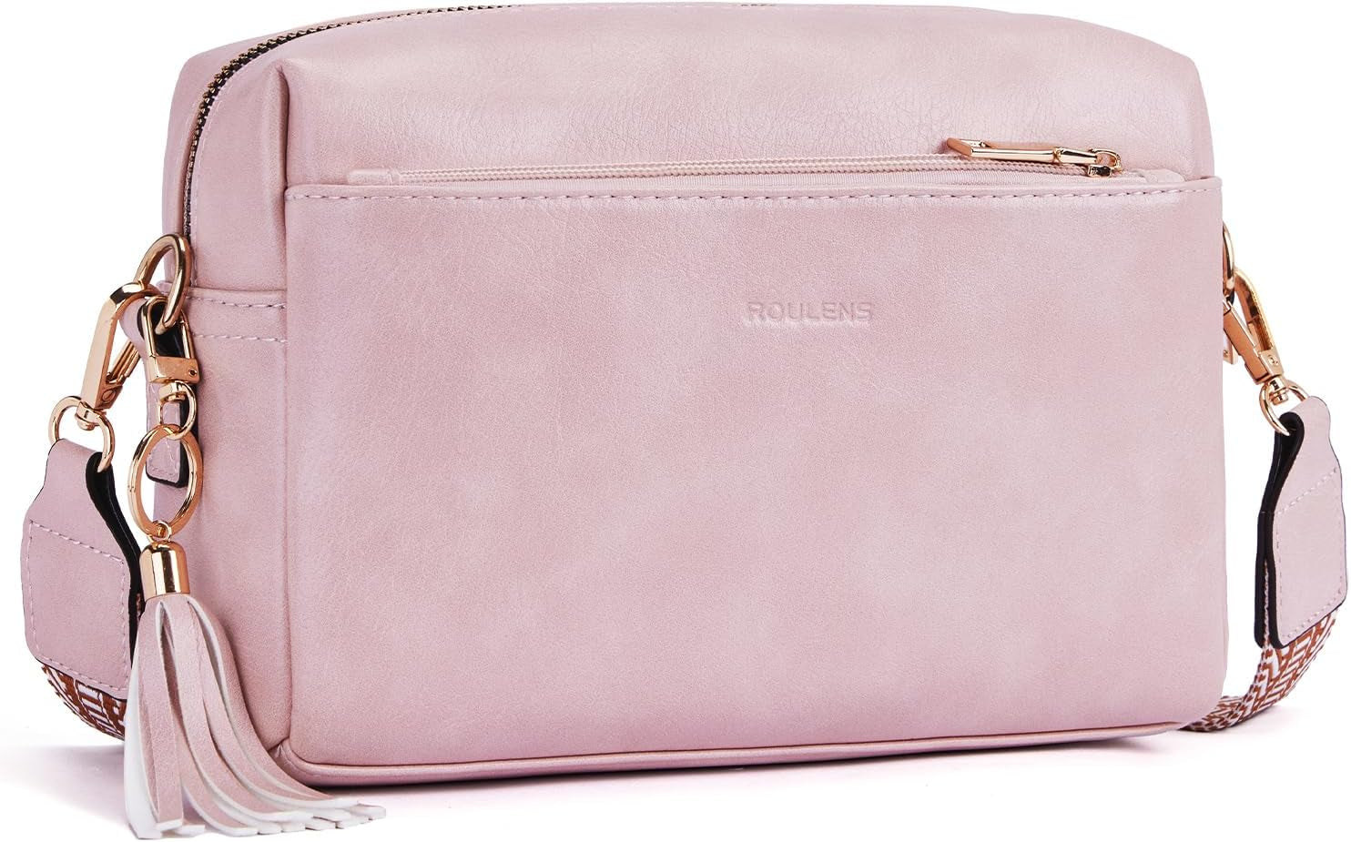 Vegan Leather Crossbody Bag Damen with Zipper Pockets