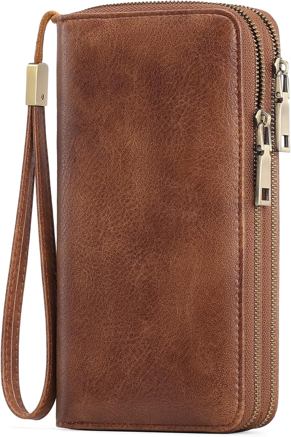 GAEKEAO Geldbörse Damen Groß, Portemonnaie Veganes Leder Doppel Reißverschluss Kreditkartenetui, RFID Schutz Clutch Geldbeutel Groß, Mit Viel Kartenfächern Wallet, Portmonee Für Frauen