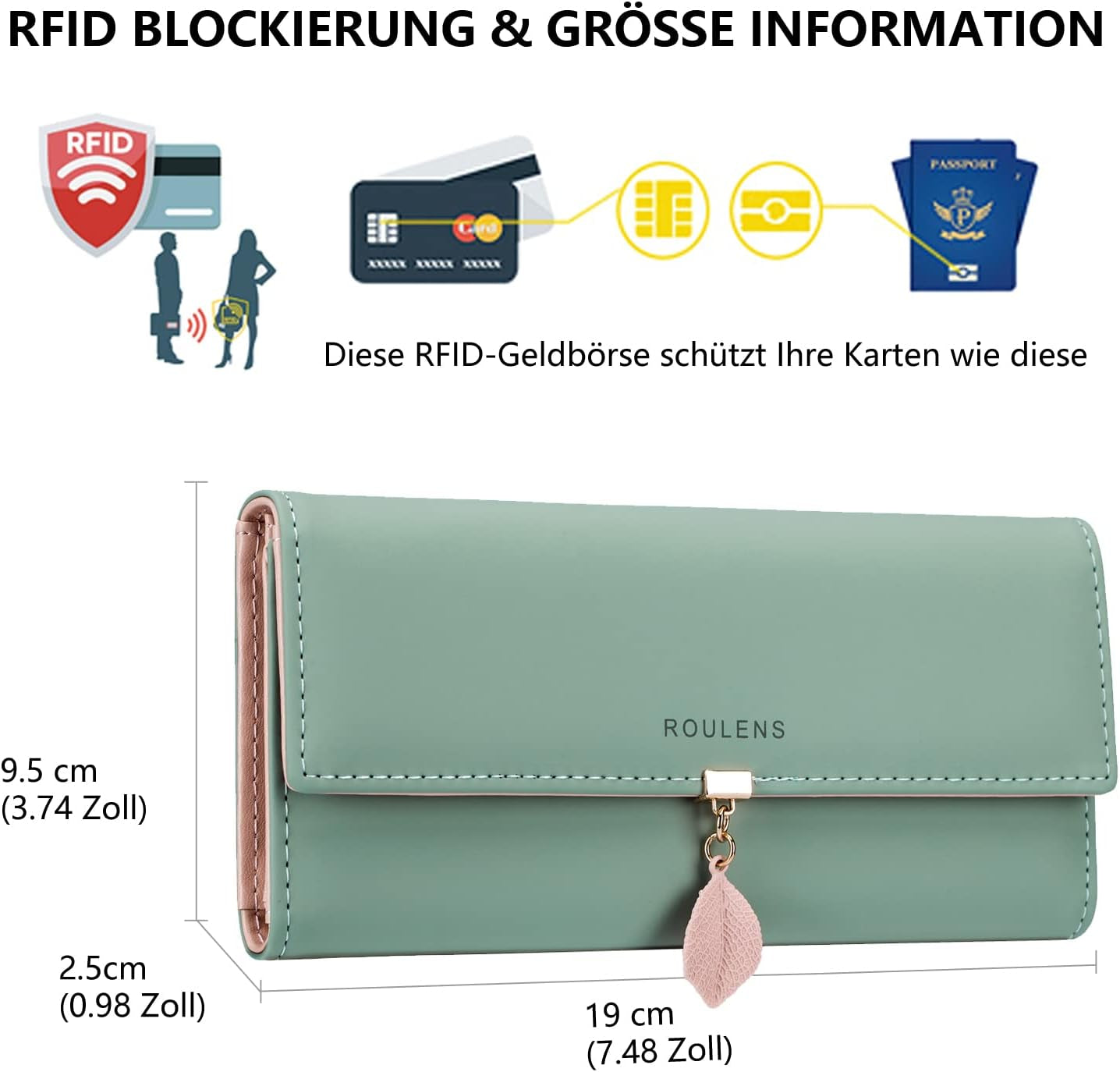 Vegan Leather RFID Wallet Damen Large Capacity