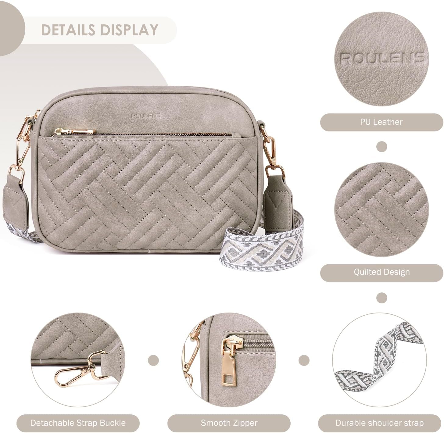 Vegan Leather Quilted Crossbody Bag Damen