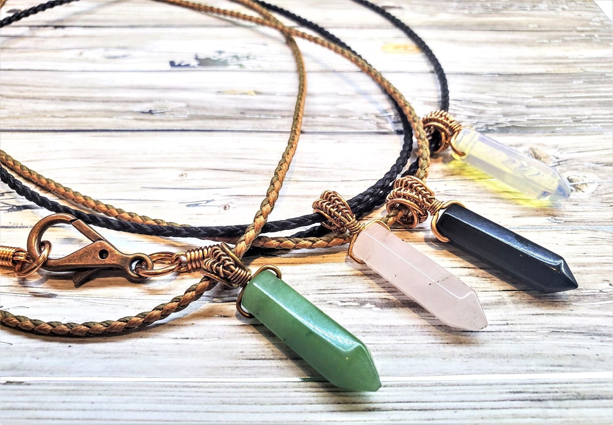 Vegan-Friendly Wire-Wrapped Crystal Pendant Necklace